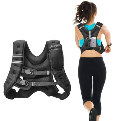 VEVOR Chaleco Lastrado de 9,22 kg con Banda Reflectante, Chaleco Lastrado con Hebilla Ajustable Unisex, Equipo para Entrenamiento de Fuerza, Correr, Trotar, Fitness y Pérdida de Peso, 89-114 cm