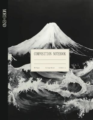 Composition Notebook College Ruled: Vintage Mountain Design | Japan Mt.Fuji Dark Aesthetic School Student Gift Journal