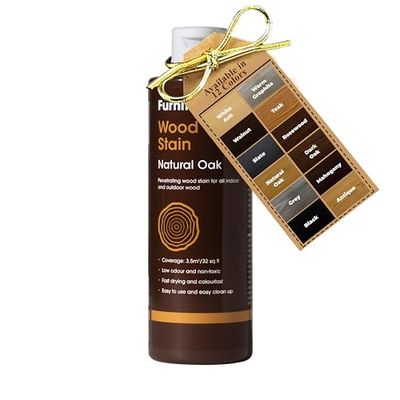 Furniture Clinic Wood Stain (Natural Oak) – Fast Drying, Highly Concentrated, and Easy-to-Apply Light Oak Wood Stain for All Indoor & Outdoor Wood – Water Based & Non-Toxic – 500ml