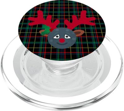 Navidad a cuadros reno luna divertido lindo feo Navidad PopSockets PopGrip para MagSafe
