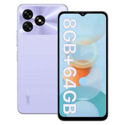 UMIDIGI G5A Mobiele telefoon 8 GB (4 + 4) RAM, 64 GB/uitbreidbaar 1 TB, Android 13 smartphone, 5000 mAh, 6,52 inch HD+, 13 MP + 5 MP, Dual SIM 4G/Fingerprint/Face ID/GPS