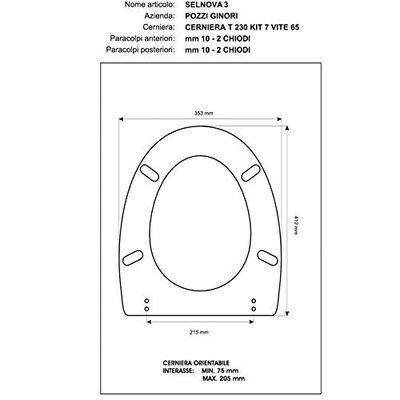 Pozzi Ginori 56760000 Pozzi Selnova 3 Sedile con Cerniere in Plastica, Bianco