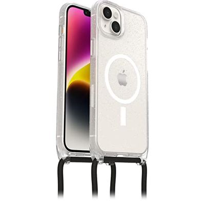 Otterbox Cover React Necklace con MagSafe per iPhone 14 Plus, Custodia sottile, antishock con cordone da collo, adattabile e intercambiabile, testata a norme MIL STD 810G, Stardust