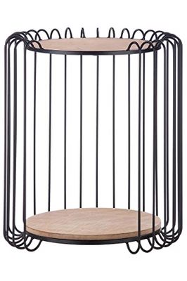 Casablanca Table d'appoint Ronde – Petite Table Basse en métal avec 2 Plateaux en Bois – Plateau de Rangement – Diamètre 39/44 cm Hauteur 51,5 cm