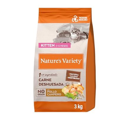 Nature's Variety No Grain - Crocchette per gattino/gattino sterilizzato, pollo, 3 kg