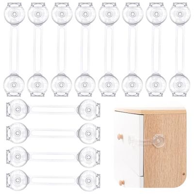 AiQInu Securite Placard Enfant 12 Pièces, ABS Bloc Porte Securite Bebe, Bloque Porte BéBé pour Armoire, Toilette, Frigo, Four, Réfrigérateur (Transparent)