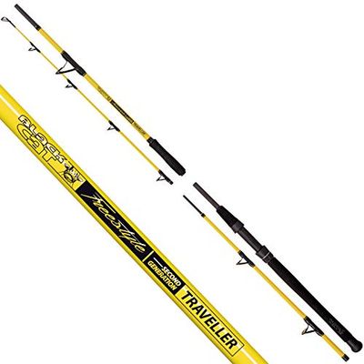 Black Cat Premium - Canna da pesca Freestyle Traveller da viaggio, 400 g, 2,40 m, colore: Nero/Giallo