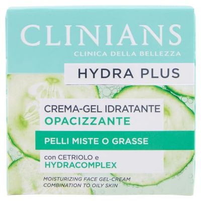 CLINIANS | Hydra Plus Crème hydratante matifiante pour le visage, Dermatologiquement testé, Made in Italy, 50 ml