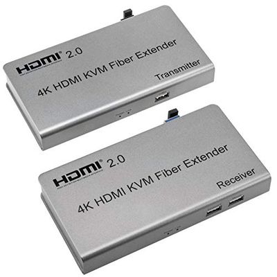 BeMatik - Estensore KVM HDMI USB IR tramite fibra ottica SC 20 Km emettitore e ricevitore (HN033)