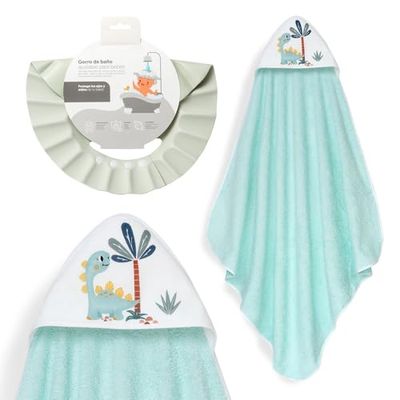 Interbaby - Mantello da bagno per bambini + berretto regolabile | Asciugamano con cappuccio 100% cotone, unisex, morbido, asciugatura rapida, ideale per neonati, neonati e bambini piccoli, design