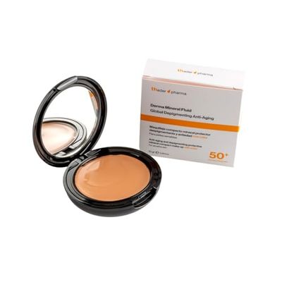 Thader Pharma Maquillage compact minéral protecteur avec couleur FPS 50+ Derma Mineral Fluid dépigmentant et anti-âge, 10 g