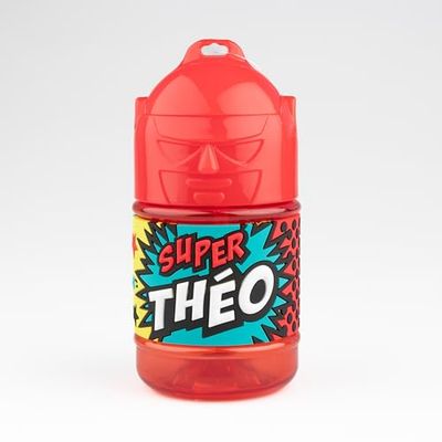 Personalised Children's Water Bottle with Straw - Super Théo