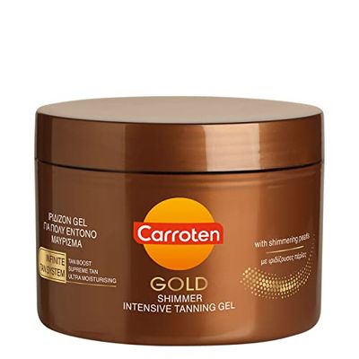 Carrot Gold Shimmer Intensive Tanning Gel 150 ml – Tan Express accelerator för glänsande brun – Sunbed Tanning Accelerator – Solskärm utan SPF-sommar