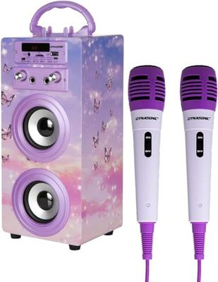 DYNASONIC - (3e génération Enceinte Bluetooth Portable avec Mode karaoké et Microphone, Haut Parleur, Lecteur USB SD, Cadeau Fille Jouet Enfant (025-18)