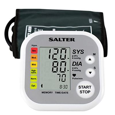 Salter BPA-9201-EU Tensiomètre de Bras Numérique, Tensiometre Médical Électronique, Mesurer Pression Sanguine & Fréquence Cardiaque, Indicateur d'Hypertension, Grand Écran, 60 Mémoires