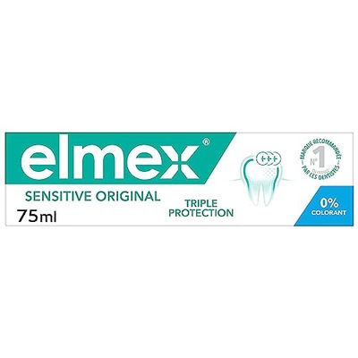 ELMEX - Dentifrice Elmex Sensitive Original 0 % Colorants - Dents Sensibles, Gencives Douloureuses, Protection de l'Email - 75 ml