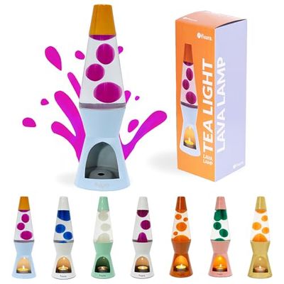 Fisura – Lavalamppa med ljus, blå och orange, utan elektricitet. Miljövänlig dekoration med unik design. Perfekt som originell present. Mått: 29 cm x 8,5 cm (ljus ingår ej).