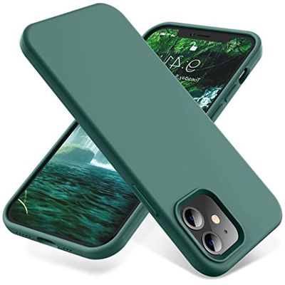 Blyge Beschermhoes voor iPhone 12 Pro, slanke beschermhoes van vloeibare siliconen, compatibel met iPhone 12 Pro 6,1 inch, krasbestendige behuizing, legergroen