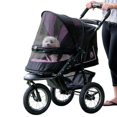 Pet Gear Passeggino NV senza zip per gatti/cani, ingresso senza cerniera, facile da piegare con una sola mano, pneumatici riempiti di gel, imbottitura in peluche + copertura antipioggia inclusa, 3