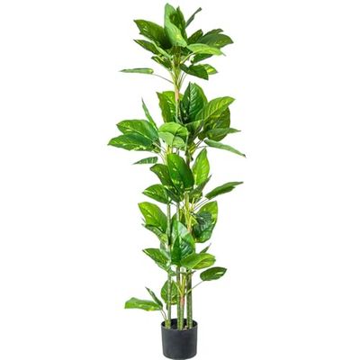 DRW Planta Artificial Enredadera de PU 7 Horquillas en Verde 20x20x160 cm