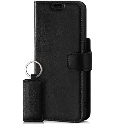 SURAZO Hoes voor mobiele telefoon voor Apple iPhone 13 Pro, premium echt lederen hoes, beschermhoes met [standfunctie, kaartenvak, RFID-bescherming] – handgemaakte inklapbare klaphoes, wallet case,