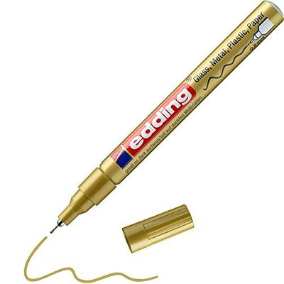 edding 780 Marqueur peinture brillante - or - 1 feutre peinture brillante - pointe extra fine,8 mm - pour dessin, coloriage, scrapbooking - étanche, très opaque