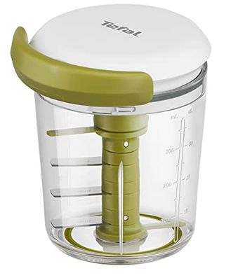 Tefal 5 sekunders chopper K16441-5 sekunder, manuell dokumentförstörare 450 ml, grov, medium och fin, blad av rostfritt stål, utan el, halkfritt golv och lätt att rengöra