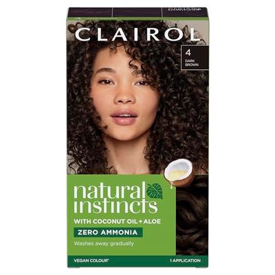 Clairol Natural Instincts Semi-Permanent No Ammonia Hair Dye, 4 Dark Brown