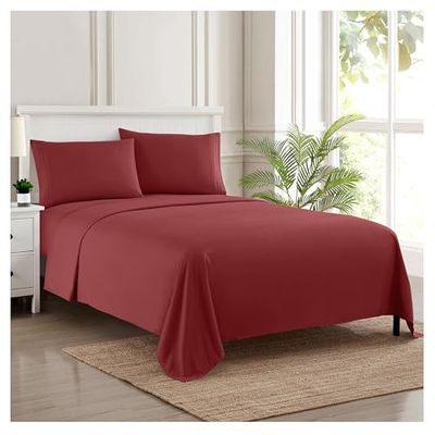 Juego de sábanas de 1800 Hilos, sábanas de Microfibra cepillada de Calidad egipcia, Juego de Ropa de Cama de Lujo con sábana encimera, sábana Bajera, 2 Fundas de Almohada