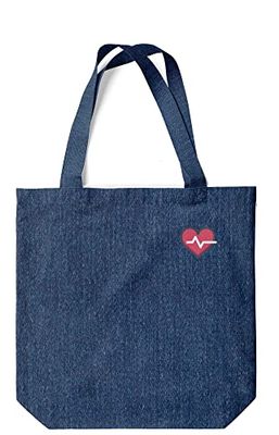 Green Fish Denim - Borsa porta-tutto stampata, borsa per spezieria riutilizzabile, lavabile in lavatrice, pieghevole, borsa in jeans con manici, 38 x 42 cm