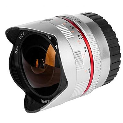 Samyang F1220306102 - Alvo fotográfico CSC-Mirrorless para Sony E (distância focal fixa de 8 mm, abertura f/2,8-22 II UMC, olho de peixe), prateado