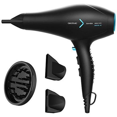 Cecotec Sèche-cheveux ionique Bamba IoniCare 5350 PowerShine Ice. 2600 W de puissance, ions réels, deux buses de précision, diffuseur pour un grand volume, réglage de température et vitesse