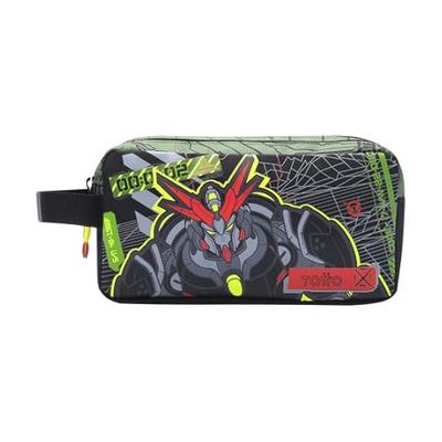 Totto - Astuccio Scuola a Due Scomparti, Modello Argon, Astuccio Grande, Dimensioni 23 x 12 x 8,5 cm, Maniglia Laterale, con Identificazione sul Retro, Compatto e Resistente, Colore Verde