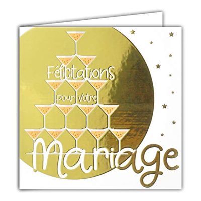Vierkante kaart, goudkleurig, felicitatie voor uw bruiloft