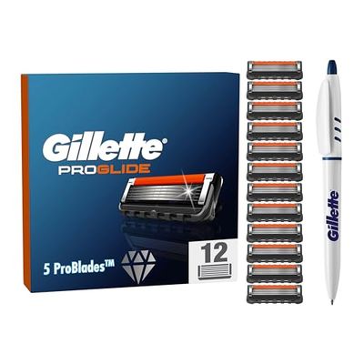 Gillette Fusion 5 Lamette Da Barba, 12 Ricambi Da 5 Lame, Delicatezza Insuperabile, Rasatura Scorrevole Con Striscia Lubrificante, Fino A 1 Mese Di Rasatura Con 1 Lametta, Penna Inclusa
