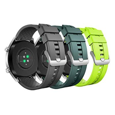 MoKo 3 Pack Straps Compatible with Huawei Watch GT5/GT5 Pro 46mm/GT4 46mm/GT3/GT3 Pro/GT/GT2/GT2 Pro/GT2e/GT Runner/Huawei Watch 4/4 Pro/3/3 Pro, 22mm Soft Silicone Sport Band for Women Men, G/AG/L