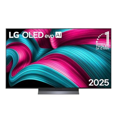 LG OLED evo AI C5 55 pollici, Smart TV 4K, Processore α9 Gen8, Brightness Booster, webOS con AI, Dolby Vision & Atmos, Gaming con VRR e GSYNC 4K@144Hz, OLED55C56LB 2025