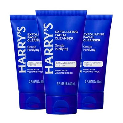 Harry's Exfoliating Face Wash for Men, Gentle Facial Skin Care Products with Volcanic Rock Exfoliant, Dermatologist Tested, 150ml, 3 Pack
