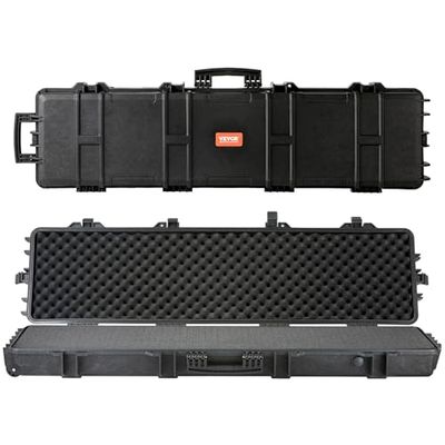 VEVOR Gevärshårt fodral med 3 helt skyddande skumlager, låsbart hårt fodral på 127 cm med hjul, IP67-vattentätt och anti-krossande, för två gevär eller jaktgevär