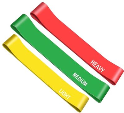 G5 HT SPORT Fitnessbanden, afzonderlijk of in set van 3 of 5 stuks, elastische weerstandsbanden voor fitnessoefeningen, pilates, yoga, revalidatie, set met 3 banden, geel, groen, rood