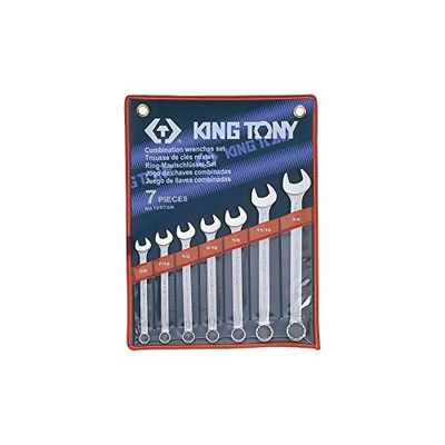 KING TONY 1207SR kombinationsnyckelset med nylonpåse, 3/8 tum – 3/4 tum, 7 delar
