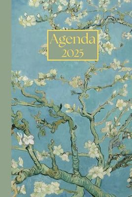 Agenda settimanale con orario: Vincent Van Gogh, Ramo di mandorlo fiorito | 12 mesi, Settimana su doppia pagina, Intervalli di 1 ora, Da Gennaio a ... Note | Adatto per la Pianificazione Personale