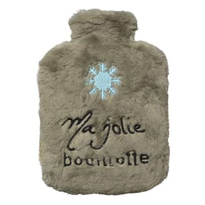 Draeger Paris Warmwaterkruik van imitatiebont "Ma Jolie Warmwaterkruik", grijs, pluche vlok, warmwaterkruik voor kinderen, warmwaterkruik voor pijnverlichting, rug, nek