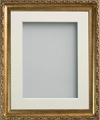 Frame Company Brompton Gold 9x7 inch Frame With Ivory Mount for Image 8x6 inch *Choice of sizes* Fitted with Real Glass