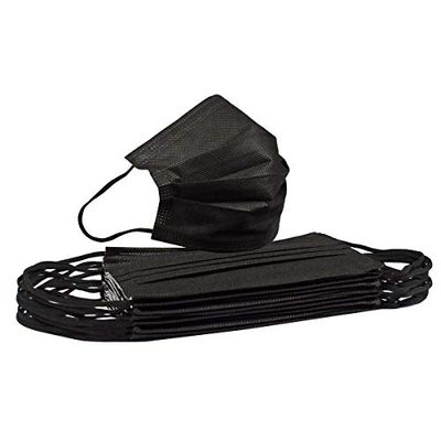 Triplast Zwarte wegwerpmaskers | 50 stuks | 3-laags gezichtsbedekking | Geschikt voor de gevoelige huid, TPBLACK3PLYMASK