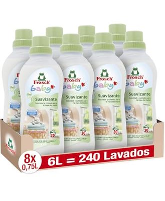 Frosch Baby środek zmiękczający płyn do prania dla niemowląt, odpowiedni dla skóry wrażliwej, przyjazny dla środowiska i przyjazny alergikom - 750 ml opakowanie 8 sztuk