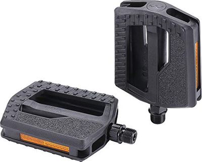 BBB Cycling - Pedales planos para bicicleta urbanas y eléctricas, con reflectores y sistema antideslizamiento. Eje 9/16". Color Negro. Tamaño 80x100mm- Modelo EasyBase 2.0 BPD-48