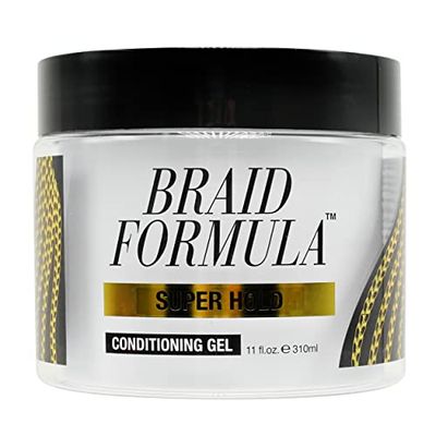 Braid Formula Conditioning Gel, Super Hold, 310ml | Great for Braiding, Twisting, Edges, No Residue, No Flaking, Strong Hold, High Shine, Smoothing with Clean, No Build-up