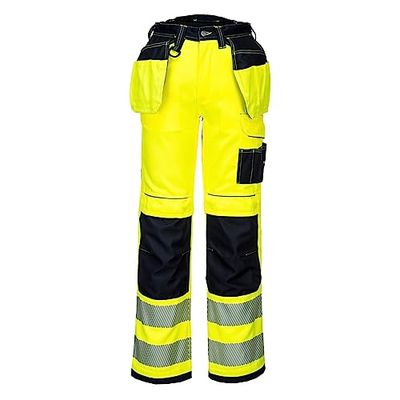 Portwest T501 Versterkte PW3 Hi-Vis Holsterzak Werkbroek Geel/Zwart, 44