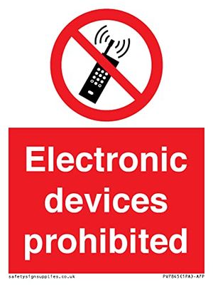 Segnale di proibizione dei dispositivi elettronici – 75 x 100 mm – A7P